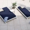 Transat haut de gamme bleu et blanc "Nusa Pedina" tissu Sunbrella Bain De Soleil