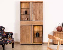 Vaisselier contemporain acacia et liserés noirs