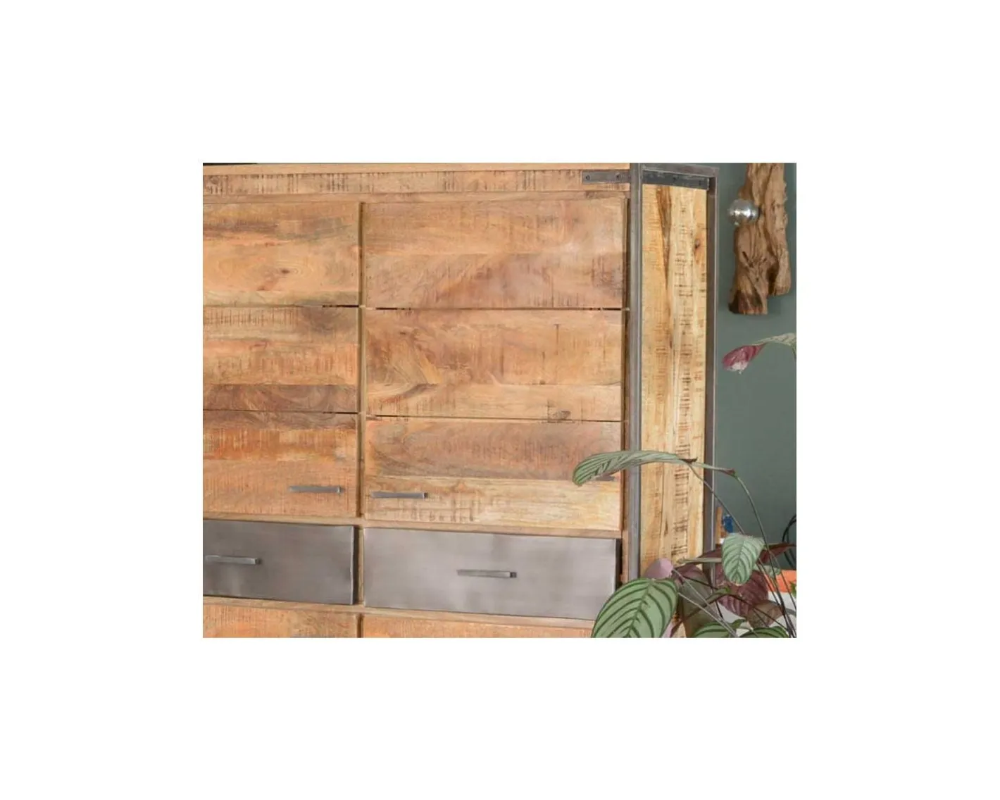 Sale Vaisselier en bois de manguier et métal style industriel "Shade" Vaisselier|Rangement