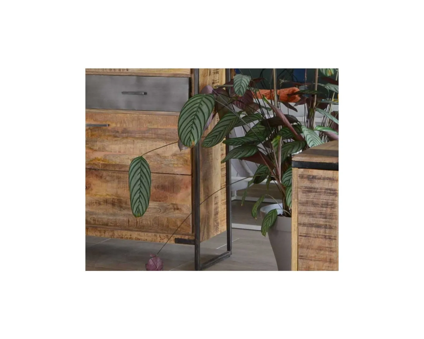 Sale Vaisselier en bois de manguier et métal style industriel "Shade" Vaisselier|Rangement