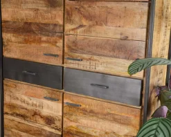 Sale Vaisselier en bois de manguier et métal style industriel