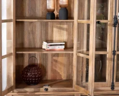 Clearance Vaisselier en manguier massif 170 cm avec portes vitrées et tiroirs "Santa" Vaisselier|Vitrine Et Argentier