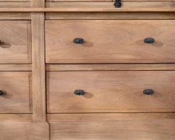 Clearance Vaisselier en manguier massif 170 cm avec portes vitrées et tiroirs 