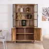 Outlet Vaisselier en manguier naturel et portes vitrées "Maestro" 100 cm Vaisselier|Vitrine Et Argentier