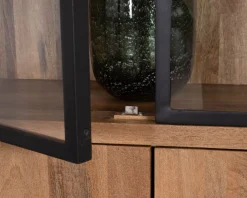 Outlet Vaisselier en manguier naturel et portes vitrées