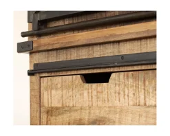 Hot Vaisselier industriel métal et bois portes coulissantes 2m "Caractère" Vaisselier|Bibliothèque