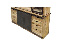 Hot Vaisselier industriel métal et bois portes coulissantes 2m 