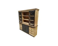 Hot Vaisselier industriel métal et bois portes coulissantes 2m 