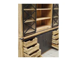 Hot Vaisselier industriel métal et bois portes coulissantes 2m 
