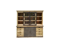 Hot Vaisselier industriel métal et bois portes coulissantes 2m 