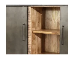 Hot Vaisselier industriel métal et bois portes coulissantes 2m 