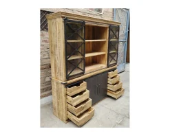 Hot Vaisselier industriel métal et bois portes coulissantes 2m 