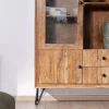 Outlet Vaisselier rétro en acacia et pieds métal "Wendy" avec façades gaufrées et portes vitrées Vaisselier|Vitrine Et Argentier