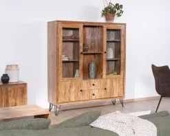 Outlet Vaisselier rétro en acacia et pieds métal 