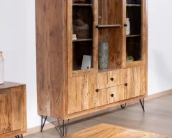 Outlet Vaisselier rétro en acacia et pieds métal 