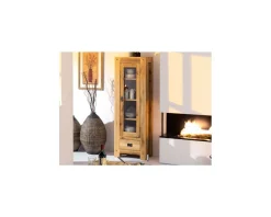 Online Vitrine en chêne massif huilé 1 porte 1 tiroir "Lodge Casita" 180 cm Vitrine Et Argentier|Bibliothèque