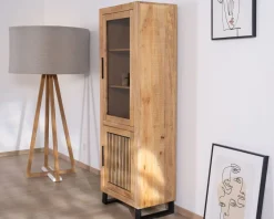 Best Vitrine 2 portes en manguier "Manoha" avec façade décor réversible Vitrine Et Argentier|Buffet Et Bahut