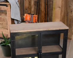 Outlet Vitrine 2 portes en métal anthracite et verre 