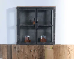 Outlet Vitrine 2 portes en métal anthracite et verre 