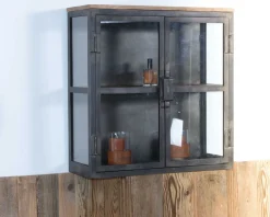 Outlet Vitrine 2 portes en métal anthracite et verre 