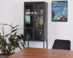 Hot Vitrine style factory 2 portes métal noir et verre "Black Cook" Vitrine Et Argentier|Rangement